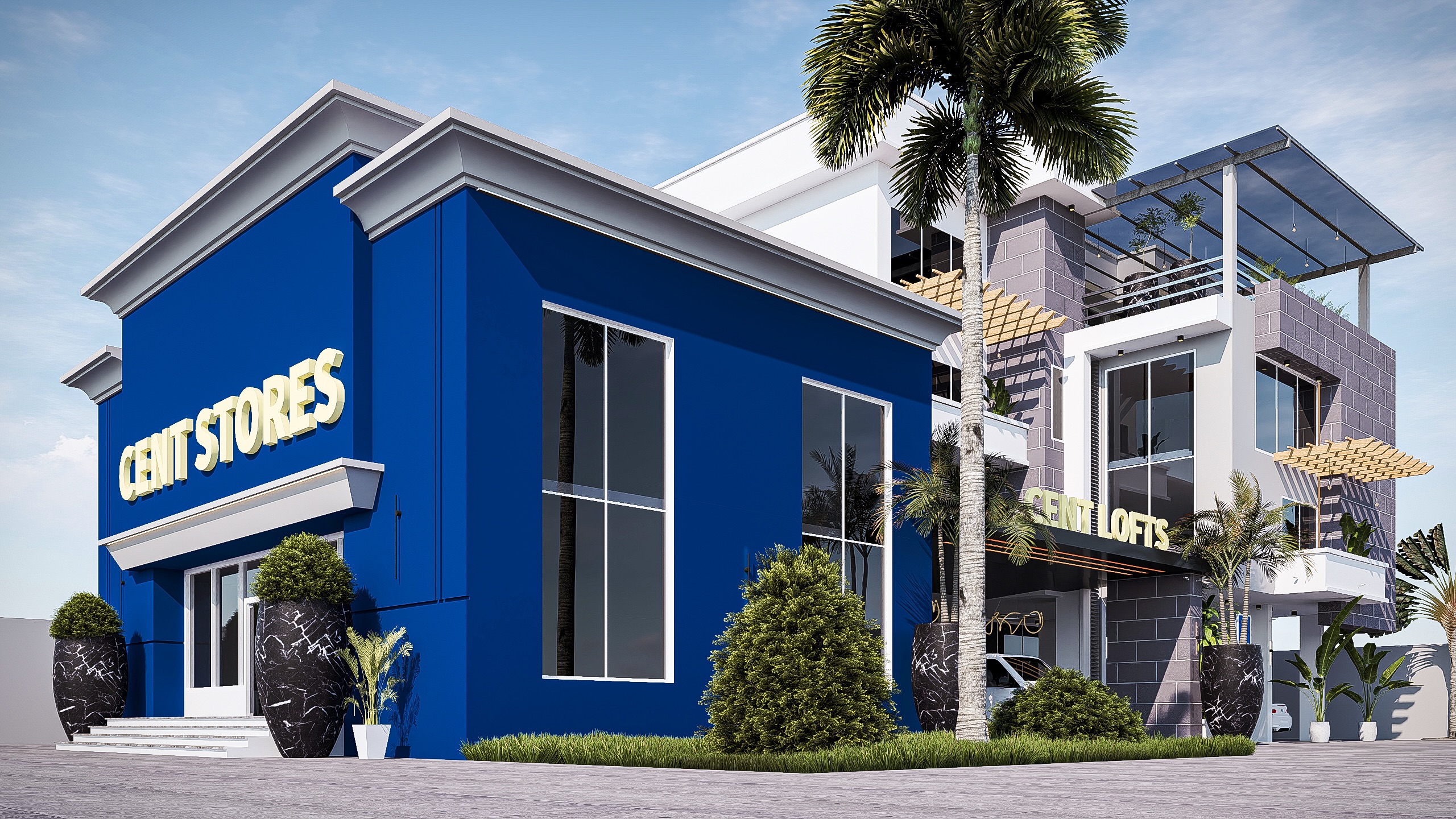 Cent Lofts and Supermarket mixed-use design visualisation